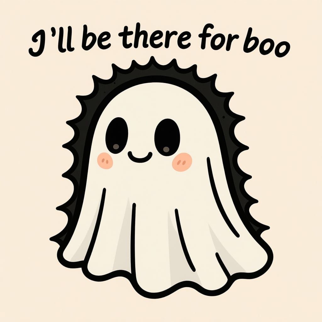 Emo Goth Cartoon Ghost with Text