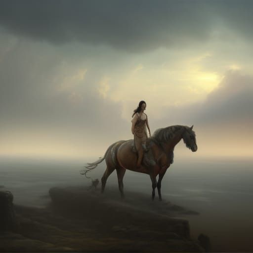 Horses Galloping Through Lake: Fantasy Concept Art