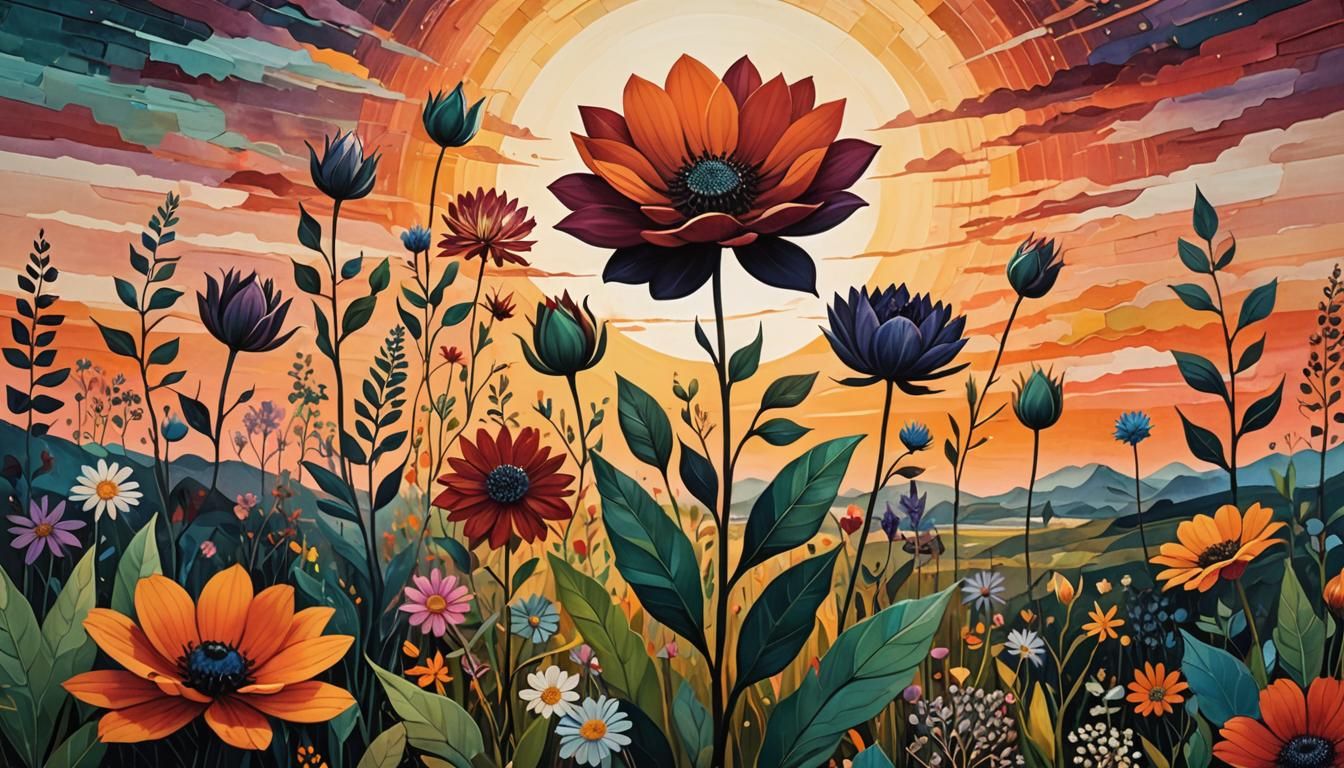 Floral Collage in 8K with Rich Colors and Details