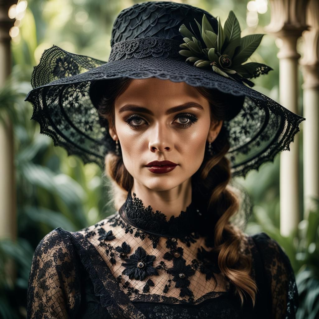 Elegant Victorian Lady Portrait in Moody Ambient Light