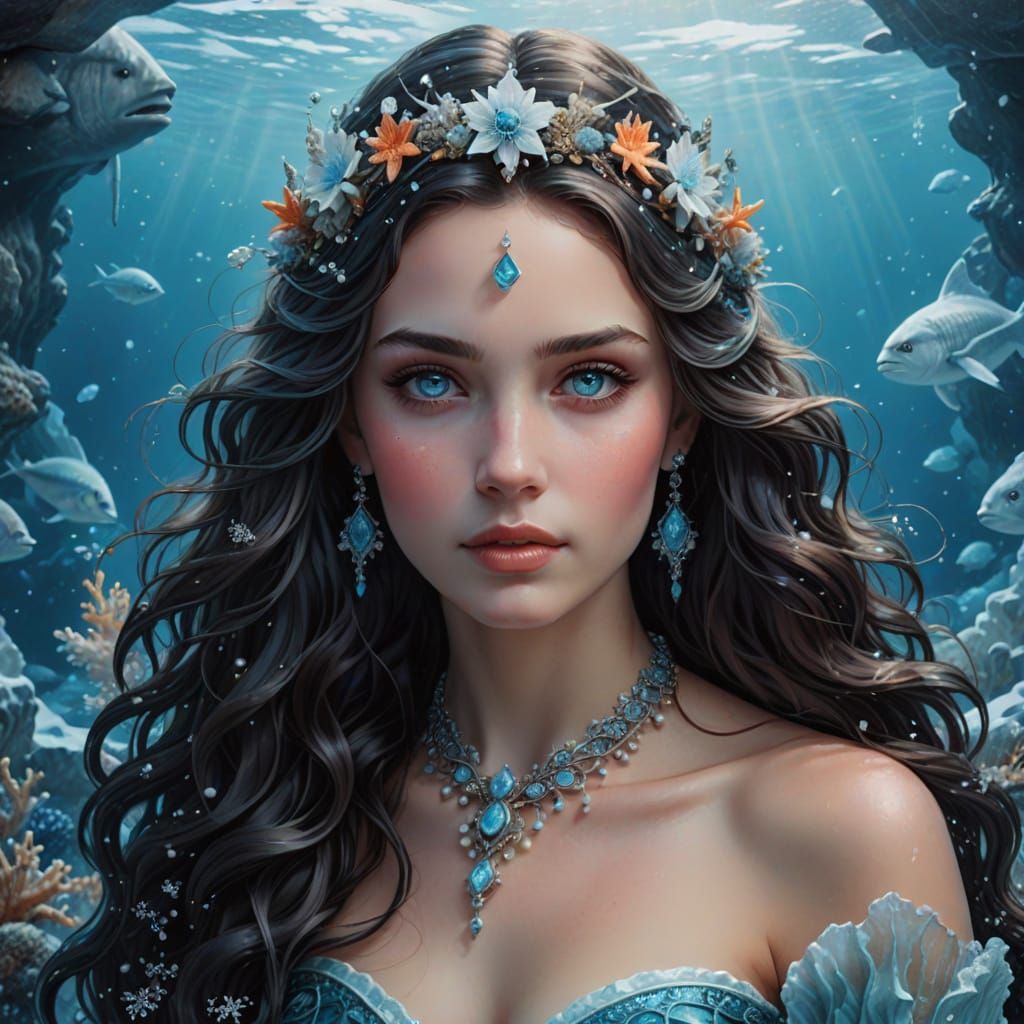 Galatea, Nereid Goddess Portrait with Sea Jewelry