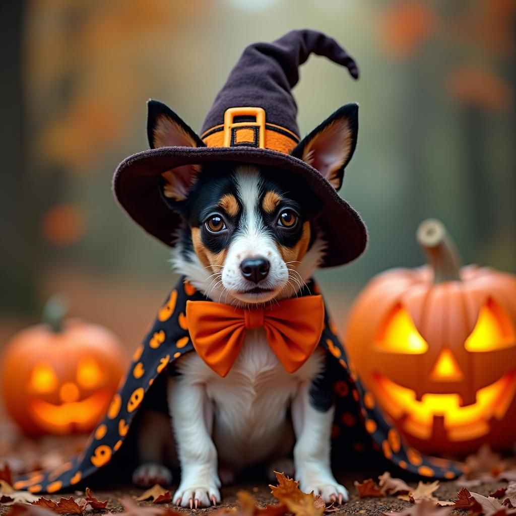 Halloween Jack Russell in Whimsical Costume