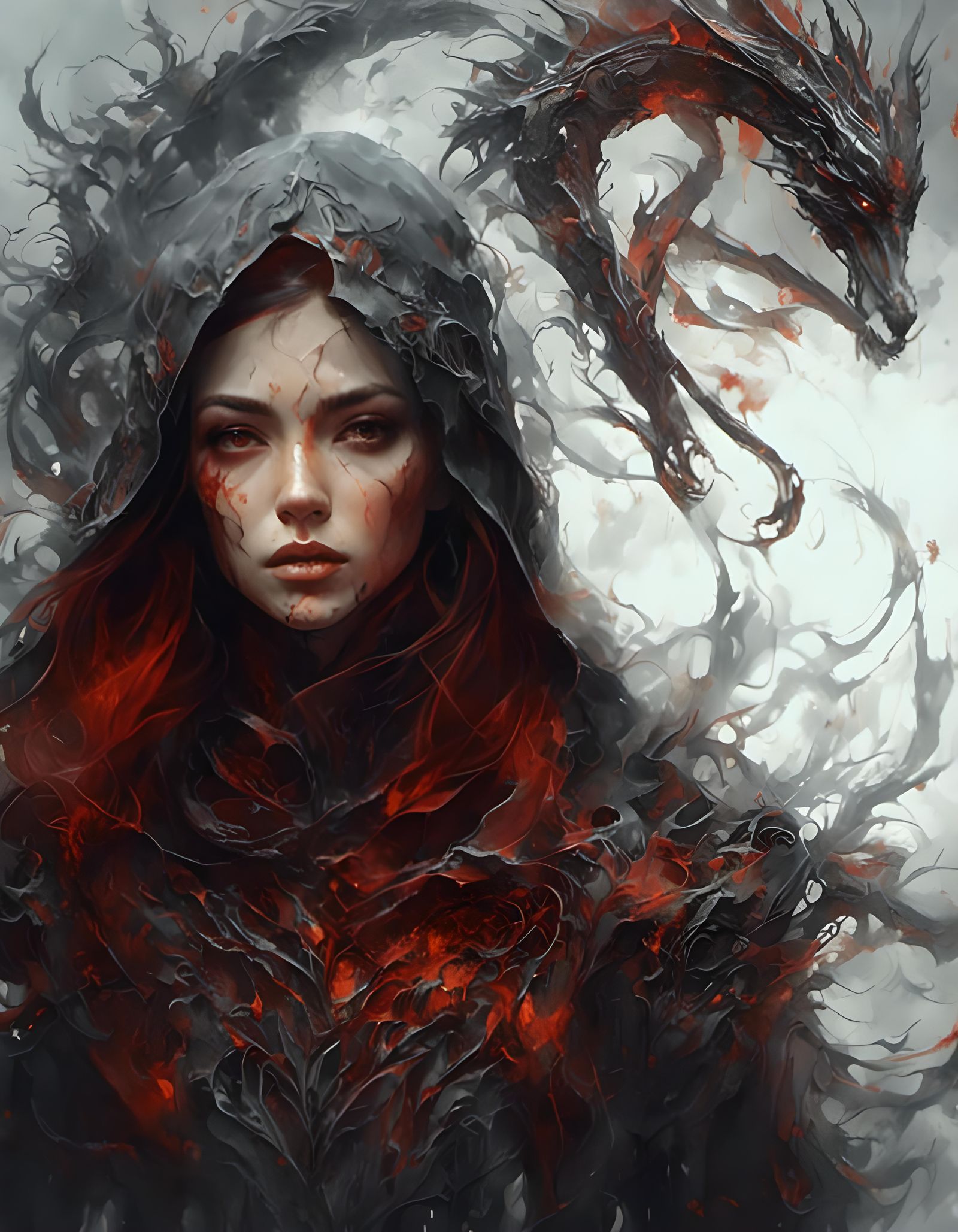 Dragon Rider: Dystopian Fairycore in Tonalism Style