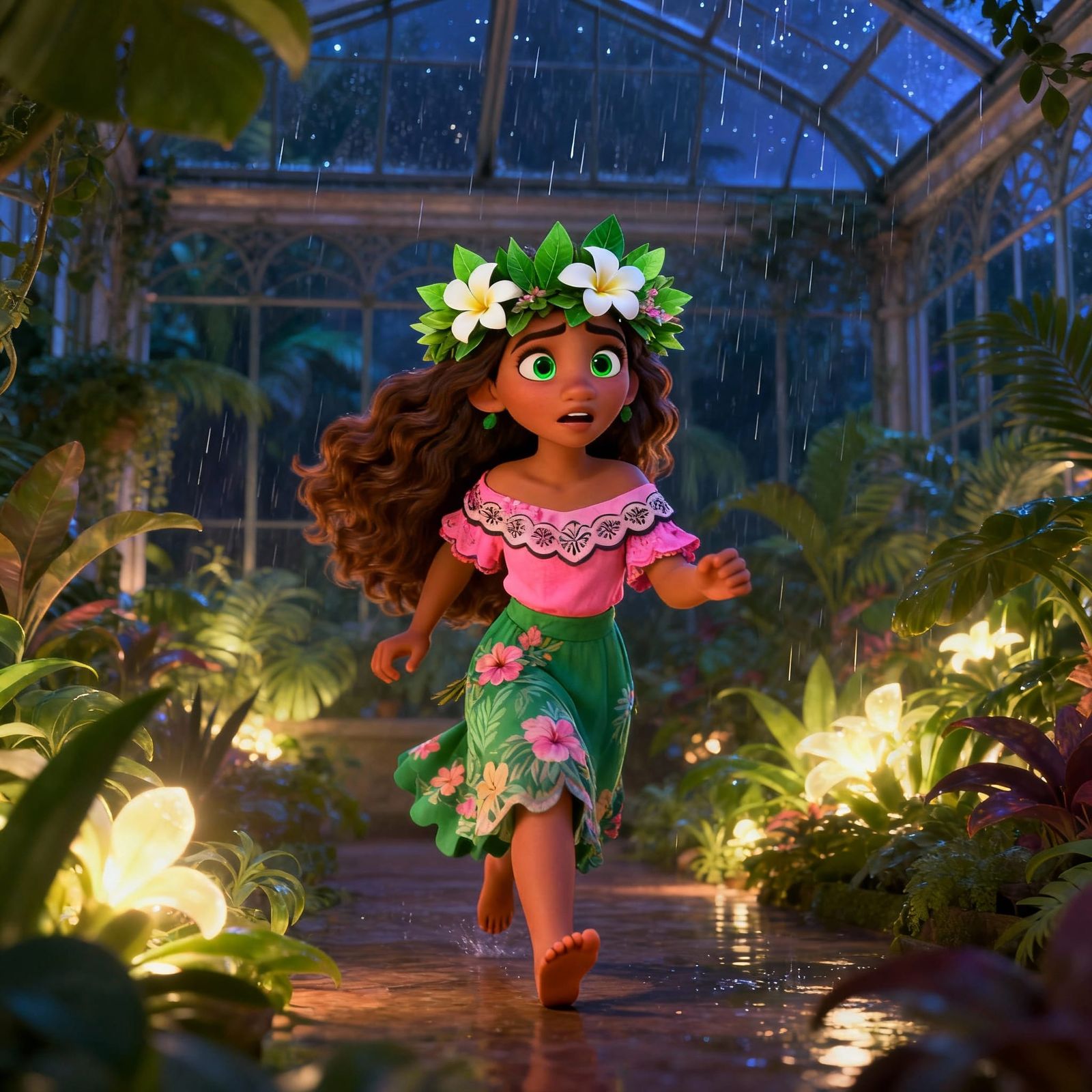 Pixar Animation of Concerned South Asian Island Girl