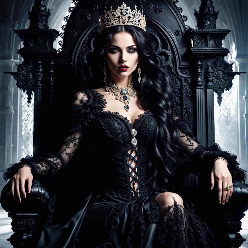 Gothic Italian Princess on Throne: Splash Art