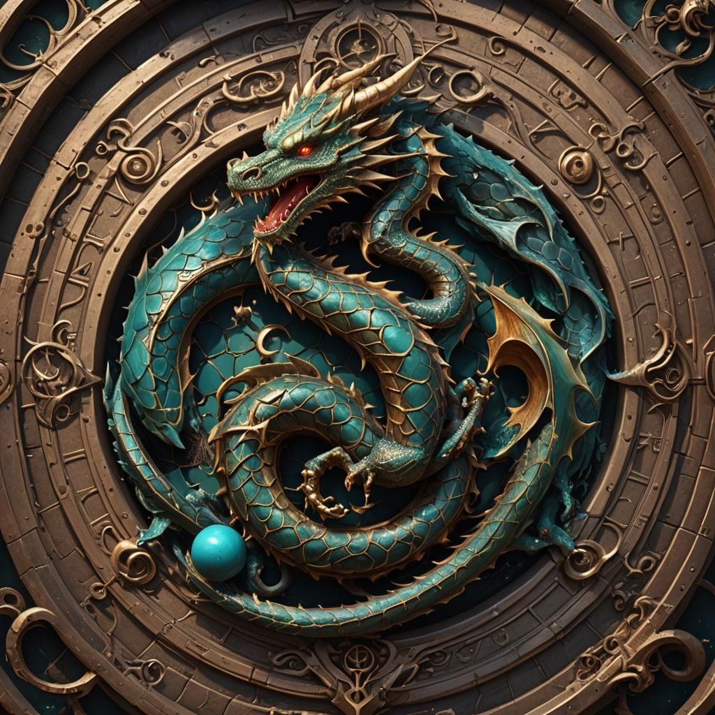 Ouroboros Dragon Encircling Sphere: Alchemical Symbol