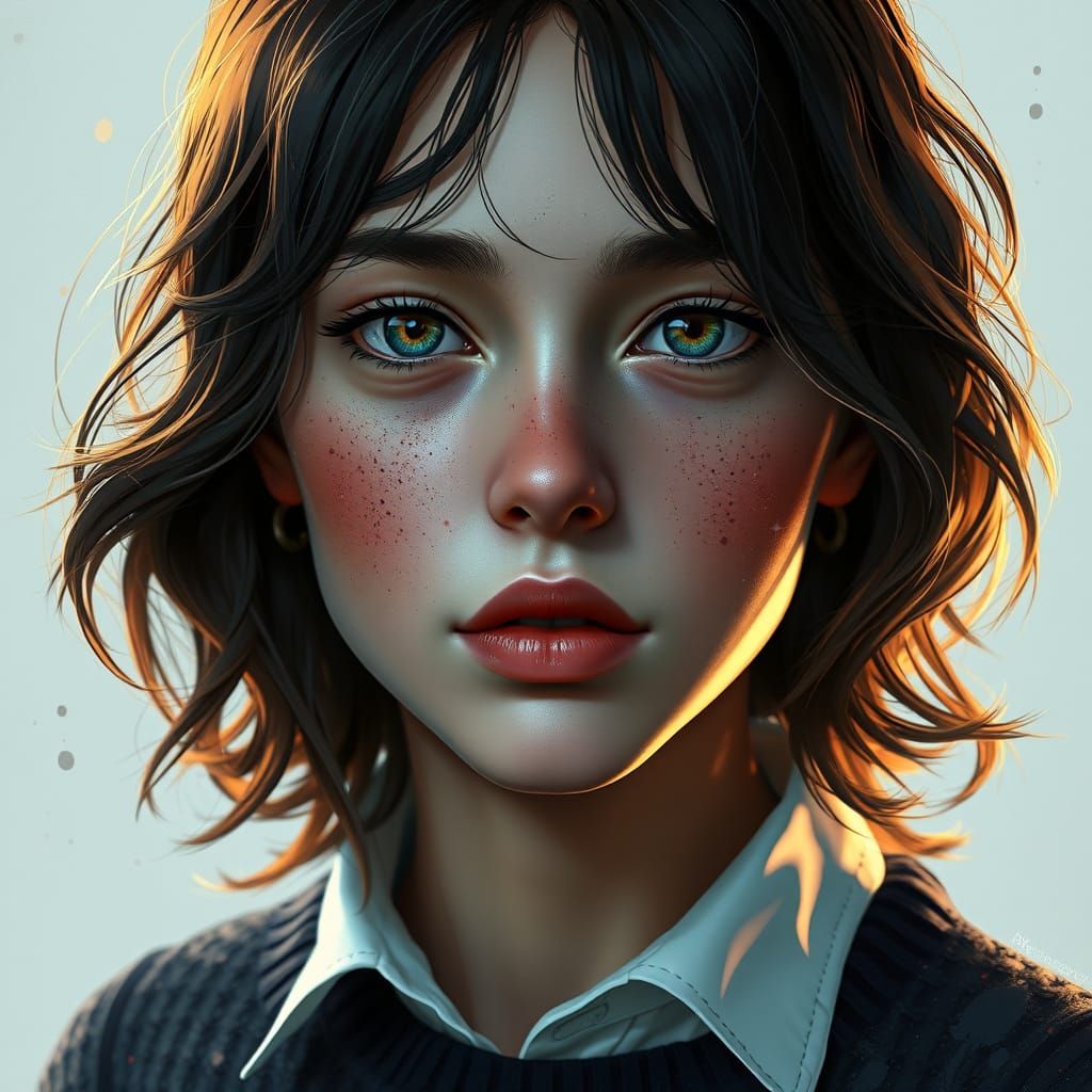 Girl in a Moody Portrait with Shy Expression