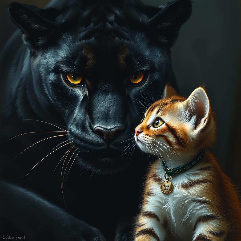 kitten and  black panther