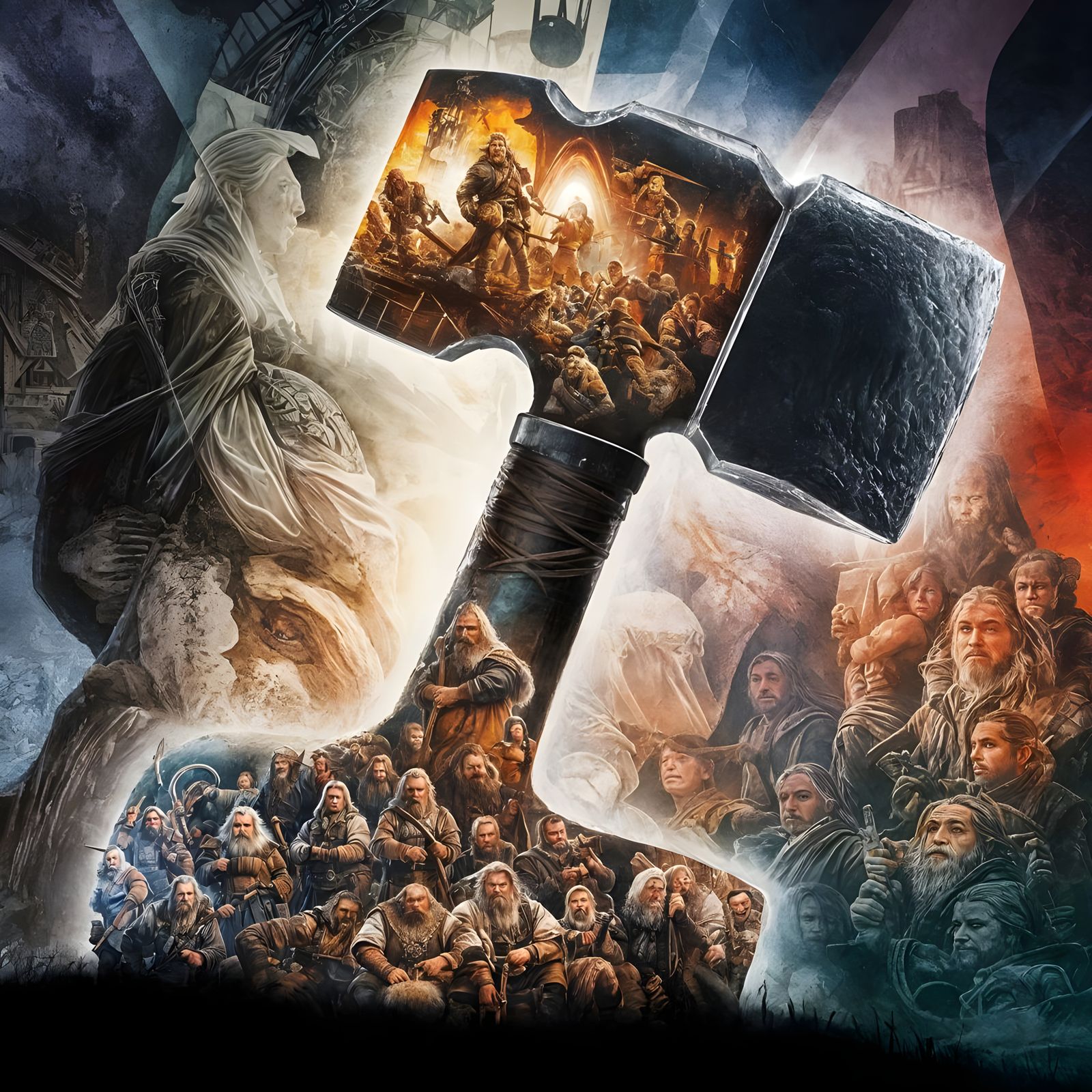 Surreal Double Exposure Art Depicts Dwarves and Elves in Vib...