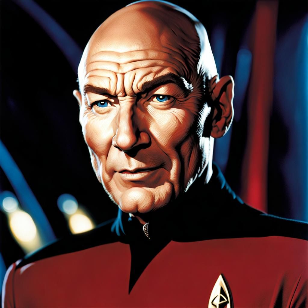 Young Captain Picard Portrait in Star Trek Style