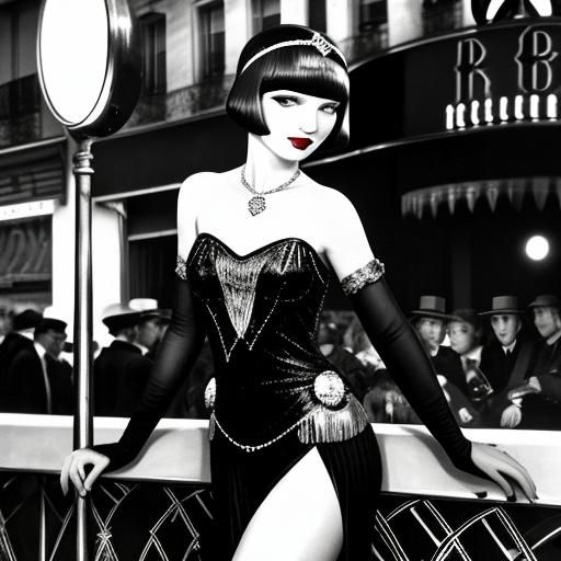 Art Deco Flapper at Moulin Rouge, 1930s Paris