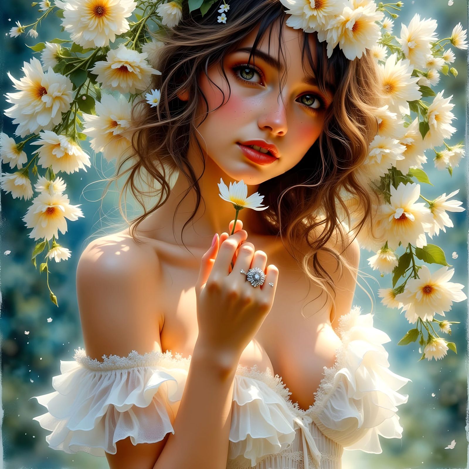 Glamorous Woman in Oil Painting Style