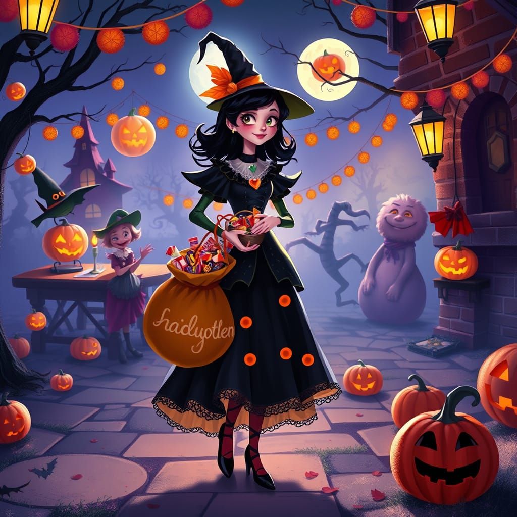 Mother Christmas at a Spooky Halloween Party