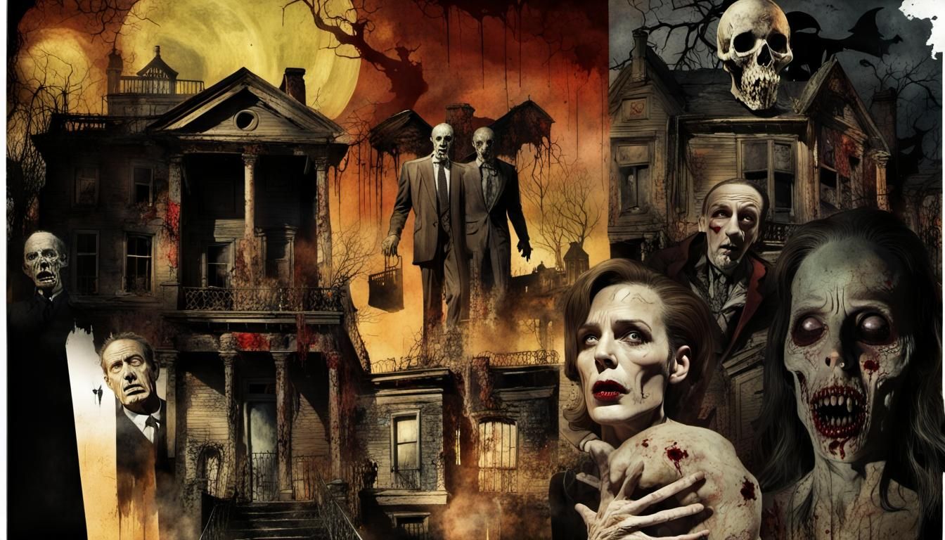 Gothic Horror Collage in Dark Surrealist Style