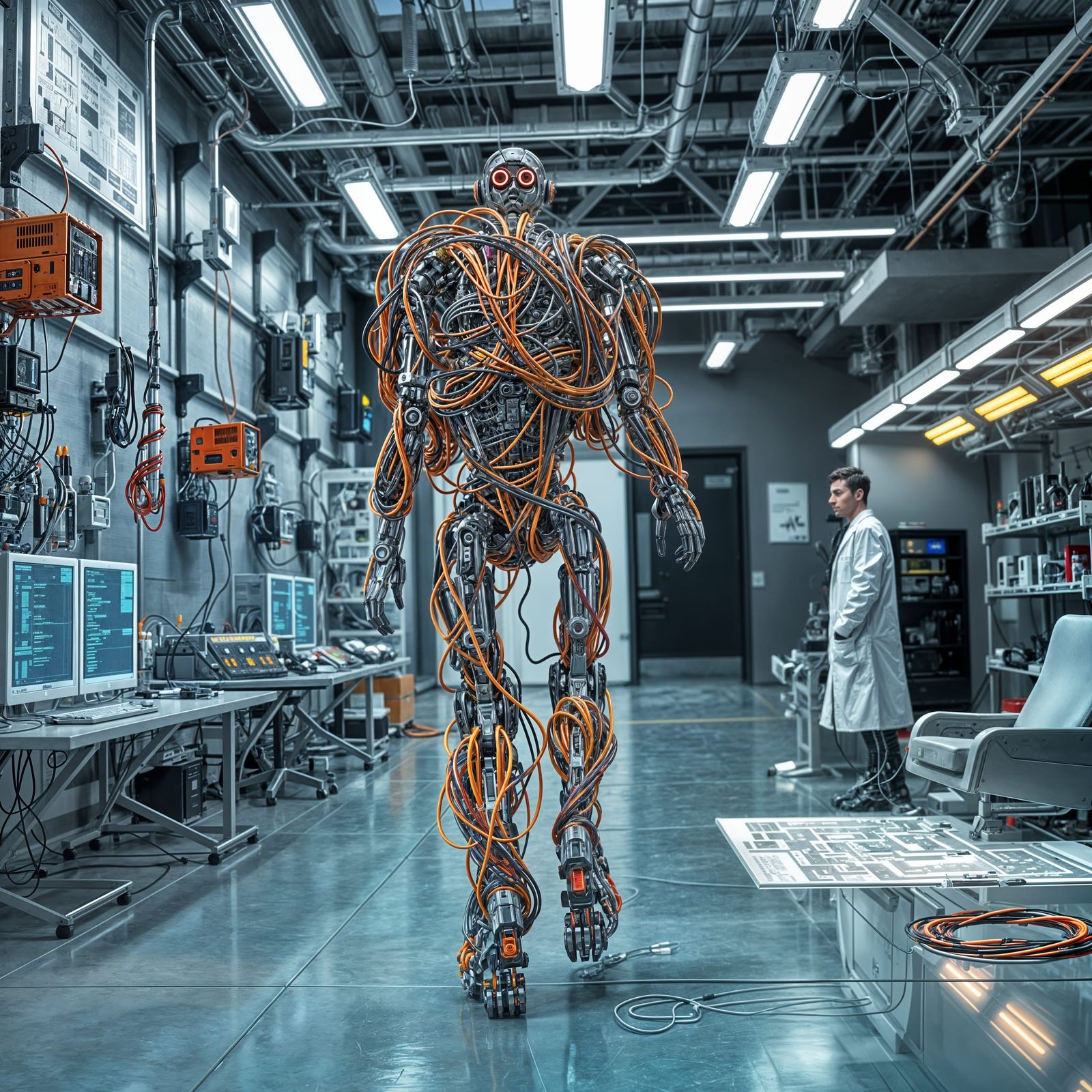 Wire Robot's First Steps in High-Tech Lab