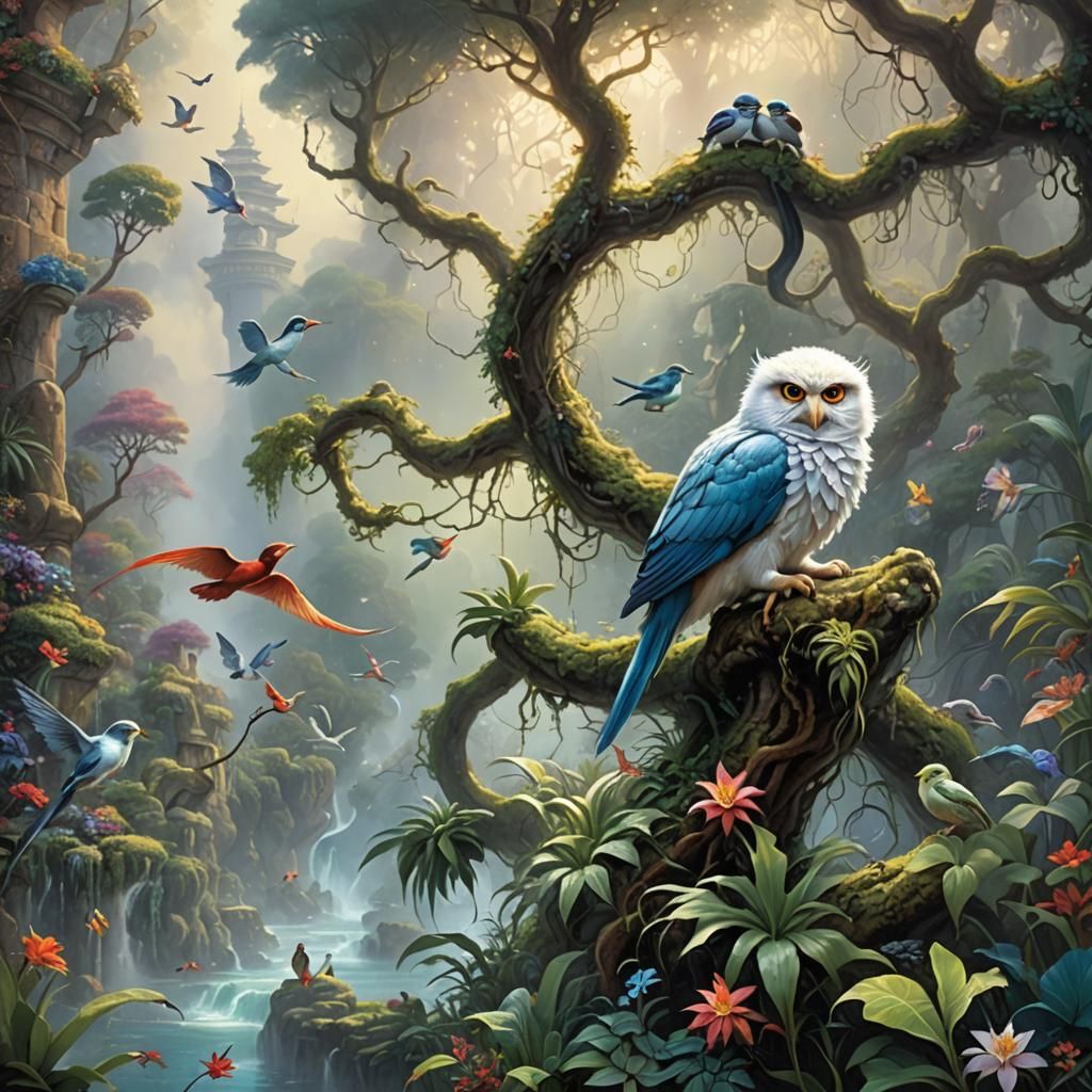 Psychedelic Oriental Fantasy with Exotic Hybrid Creatures