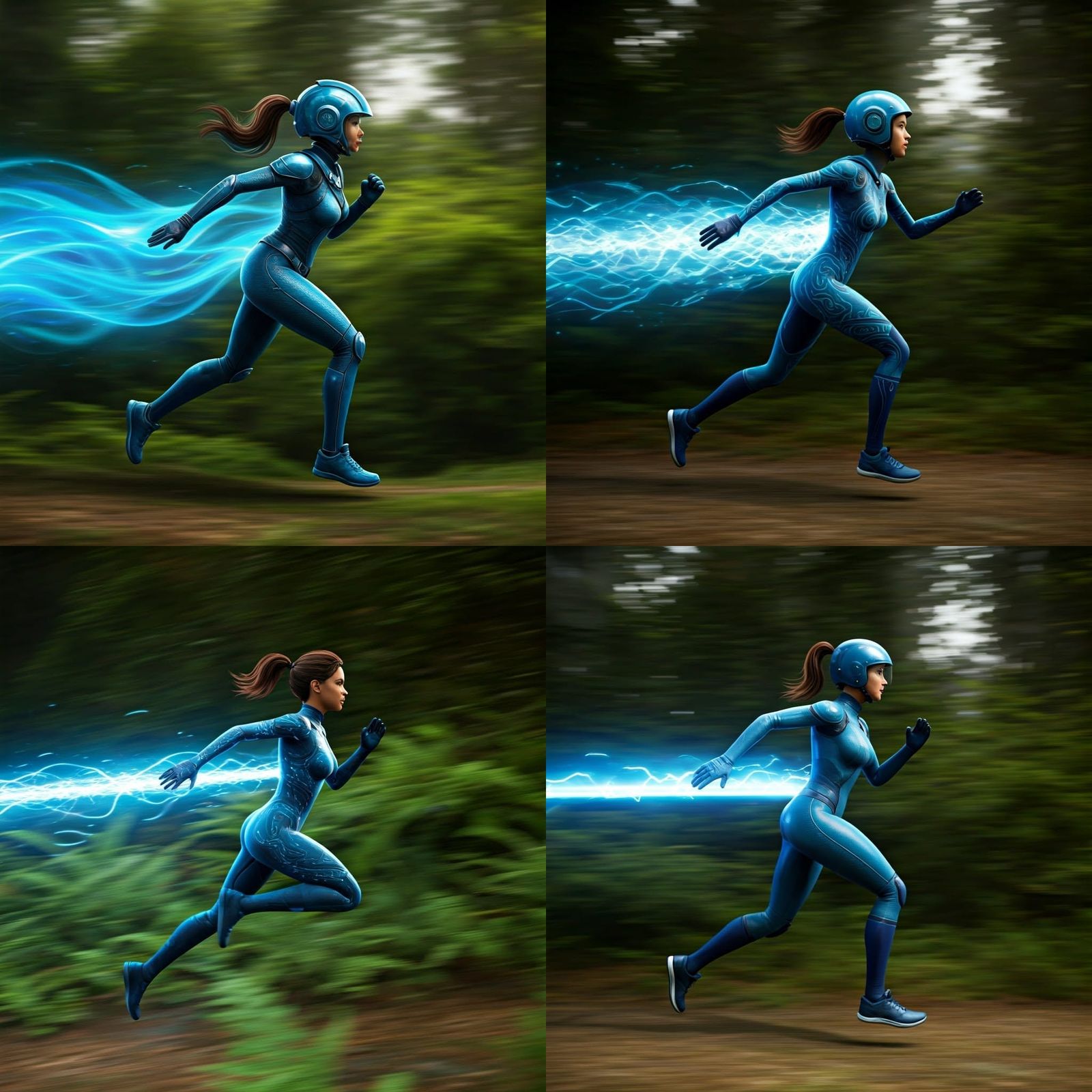 Talia Tempest in Vibrant Blue Supersuit, Flying Through Ench...