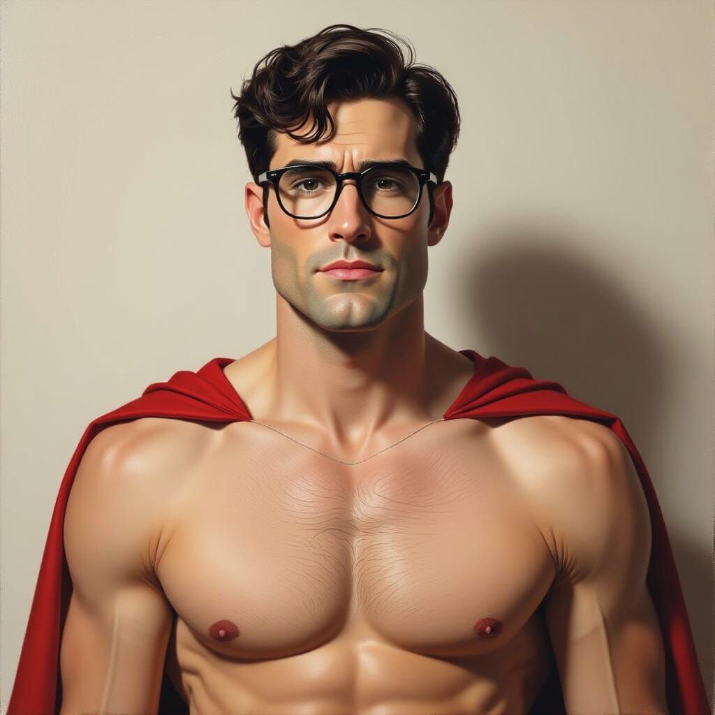 Realistic Clark Kent with Flat Stomach in Hyperrealism Style