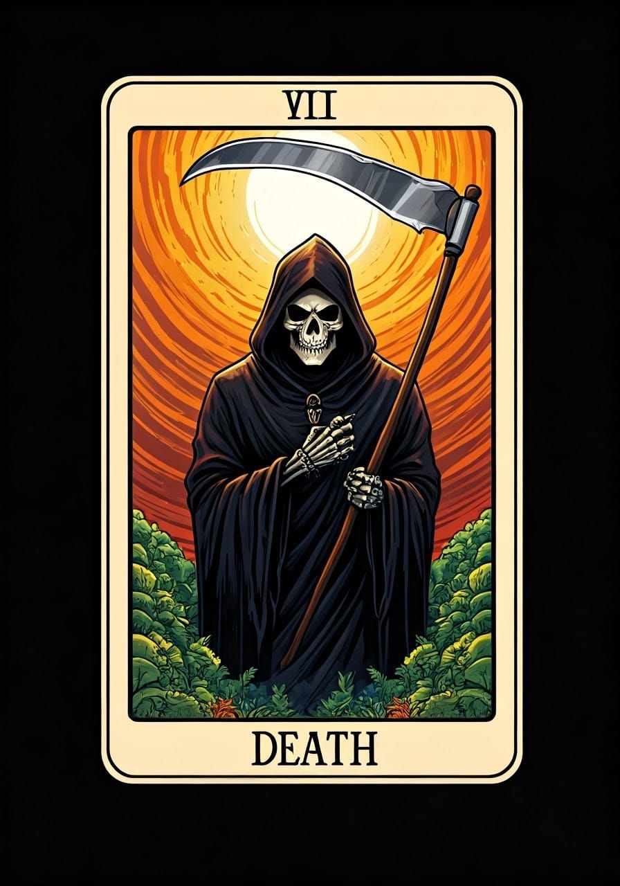 Grim Reaper Tarot Card in Moebius/WLOP Style