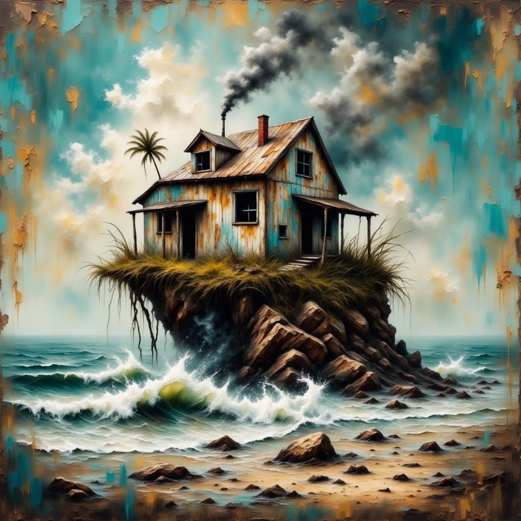 Gritty Island Abode in Smokey Grunge Style