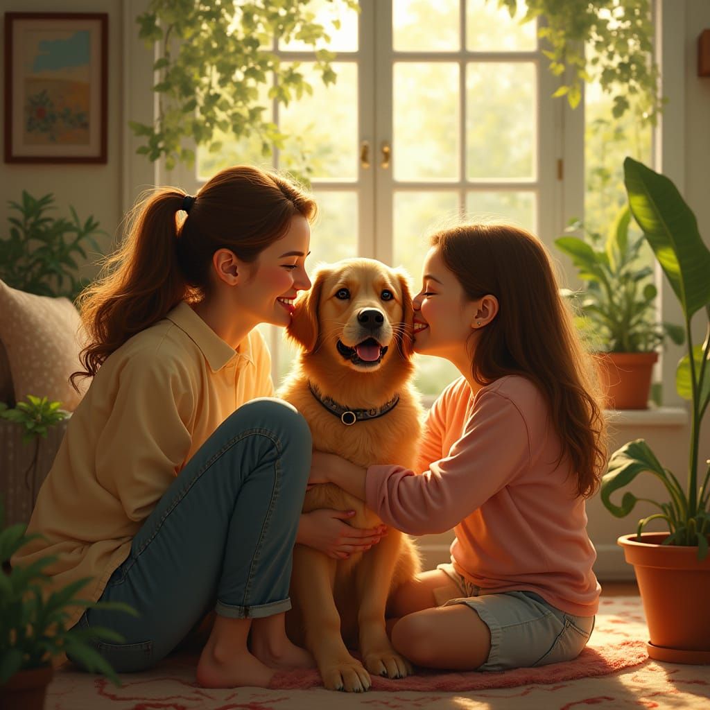 Family Reunited With Dog in Rockwell Style