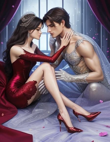 Rose and Glass Stilettos for Romance Novel Cover