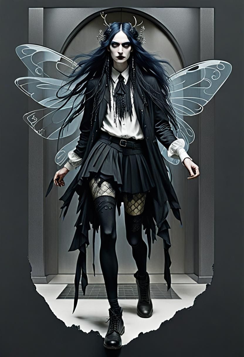 Bored Goth Fairies at the Mall in Old Master Style