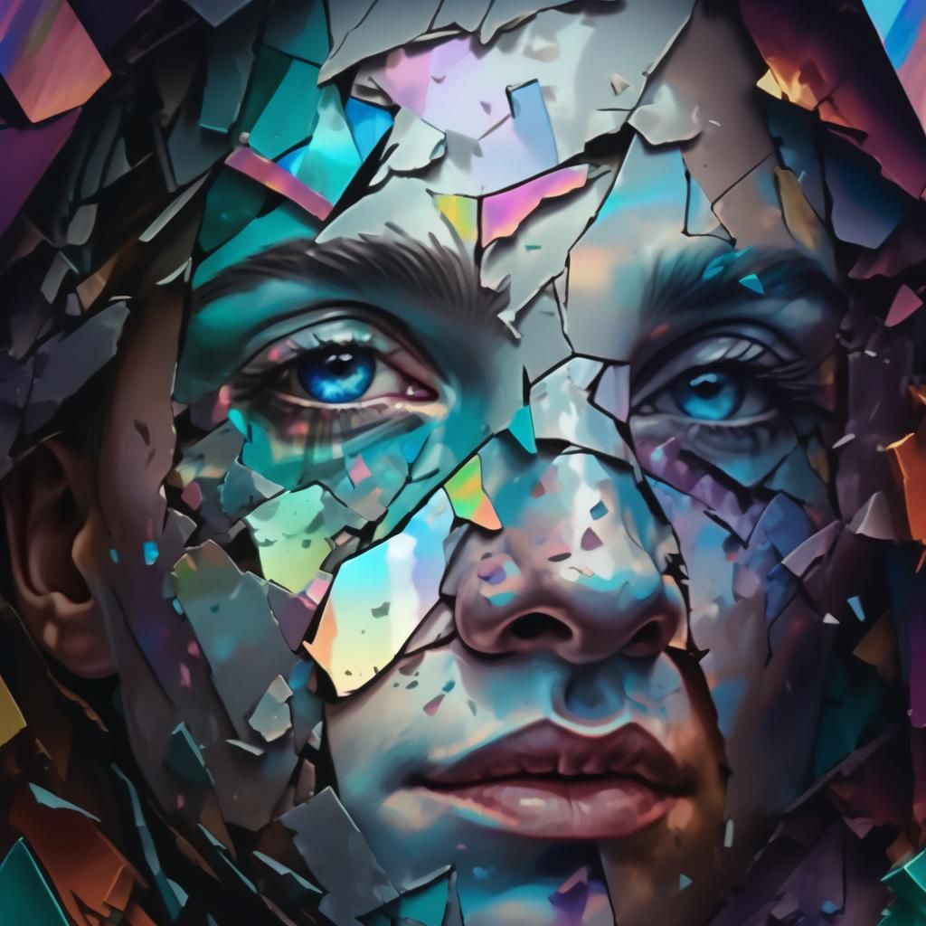 Shattered Personalities: A Monochromatic Pastel Portrait