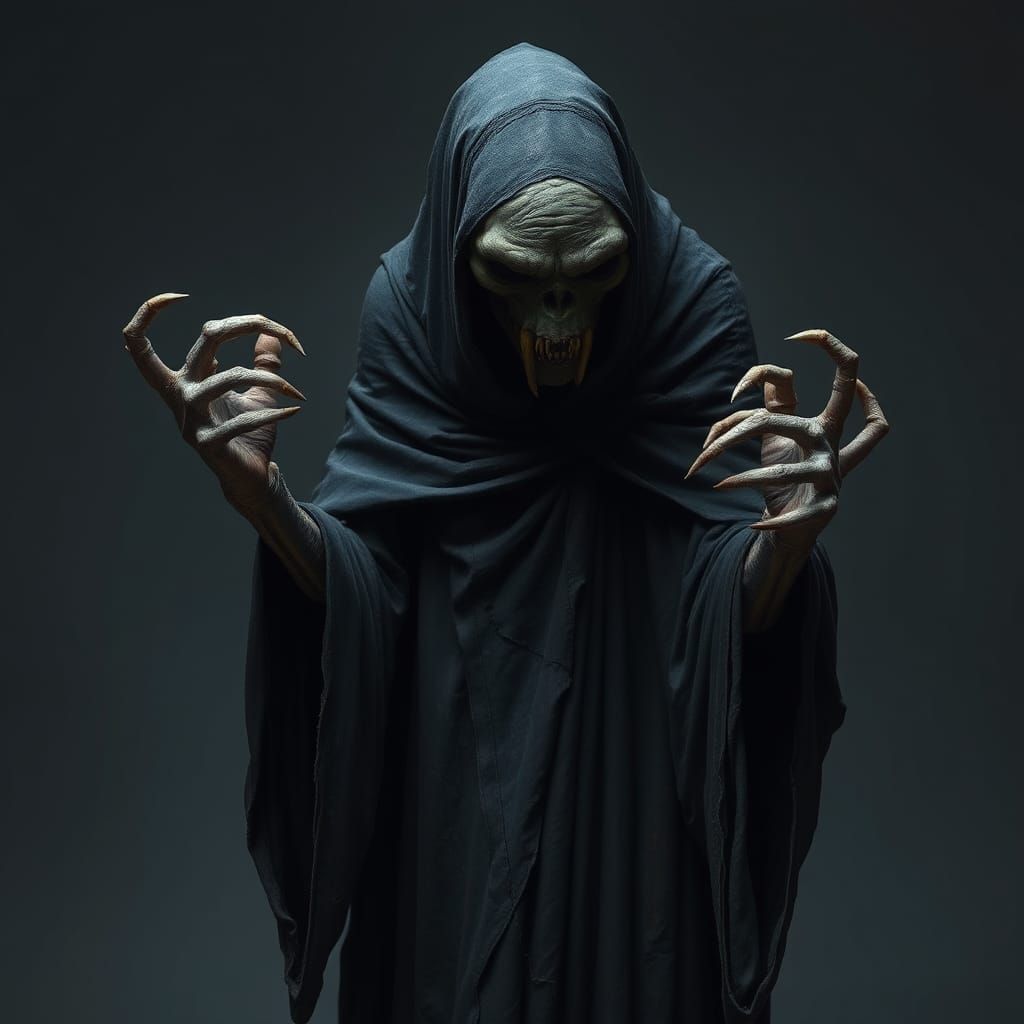 Gaunt Figure Veiled in Tattered Robes