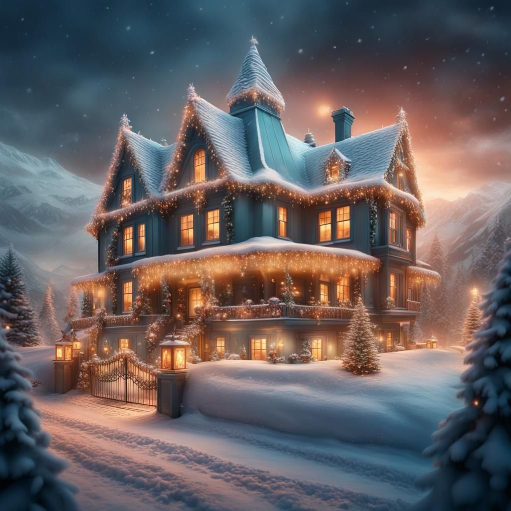 Christmas House: Detailed Digital Matte Painting