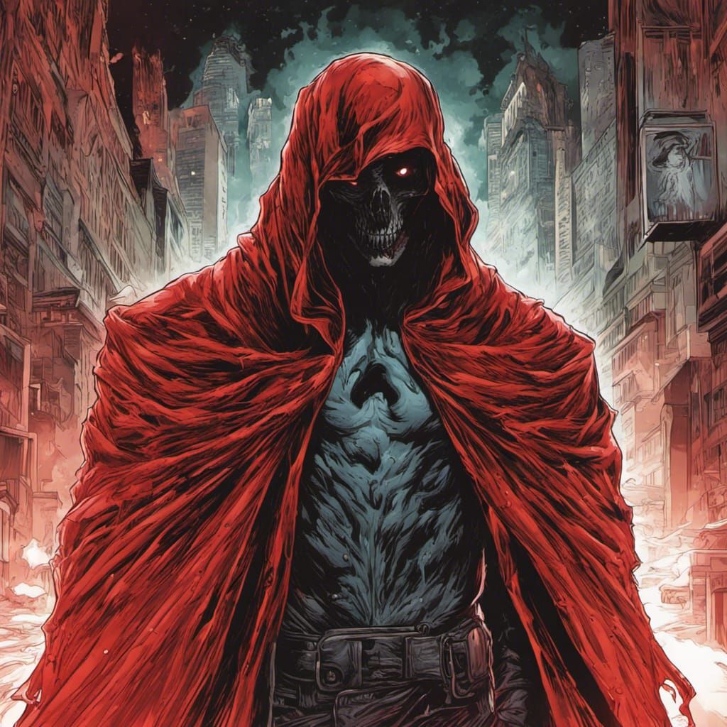 Red Ghost Portrait in Comic Book Style