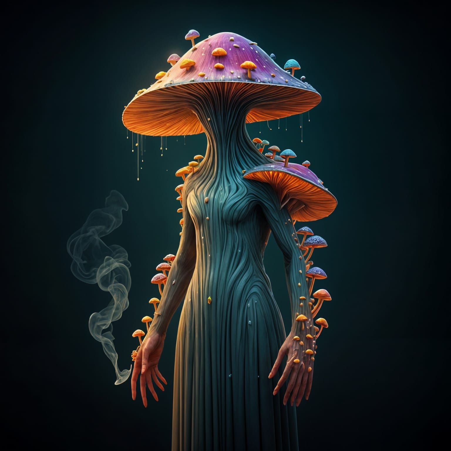 Ethereal Myconoid with Mushroom Adornments