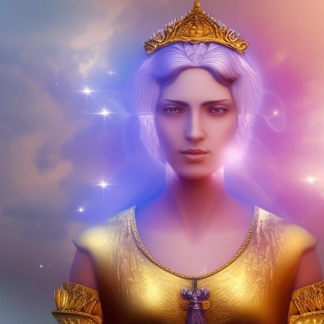 Crystal Goddess Vesta with Golden Feathers