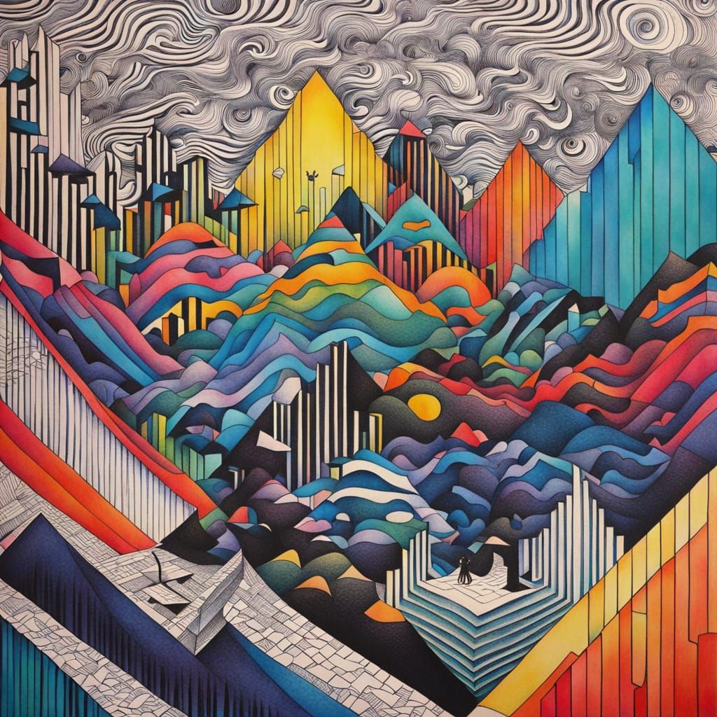 Surreal Ink Drawing with Double Exposure