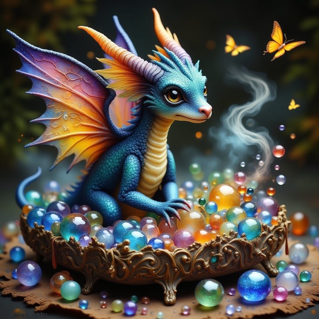 Baby Dragon in Glass Jewelry Box