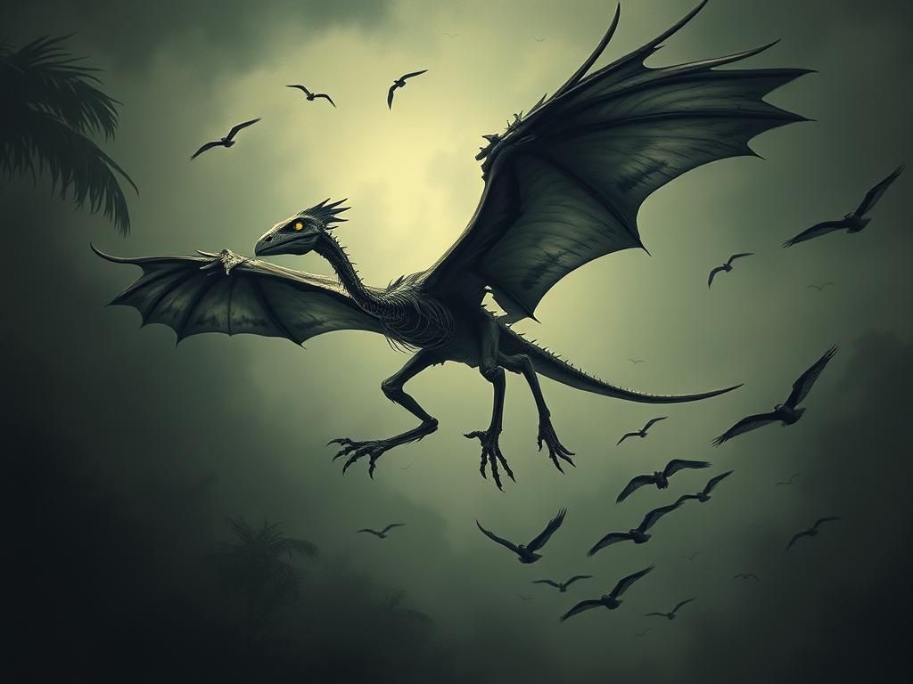 Pterosaur Zombie Soaring Over Amazon in Gothic Style