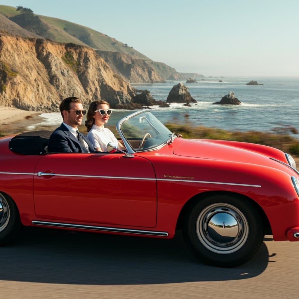 Elegance Cruises the Pacific Coast Highway in a Vintage Pors...