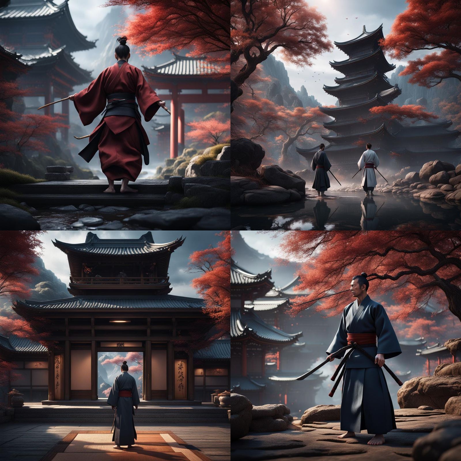 Aikido in Detailed Matte Painting Style
