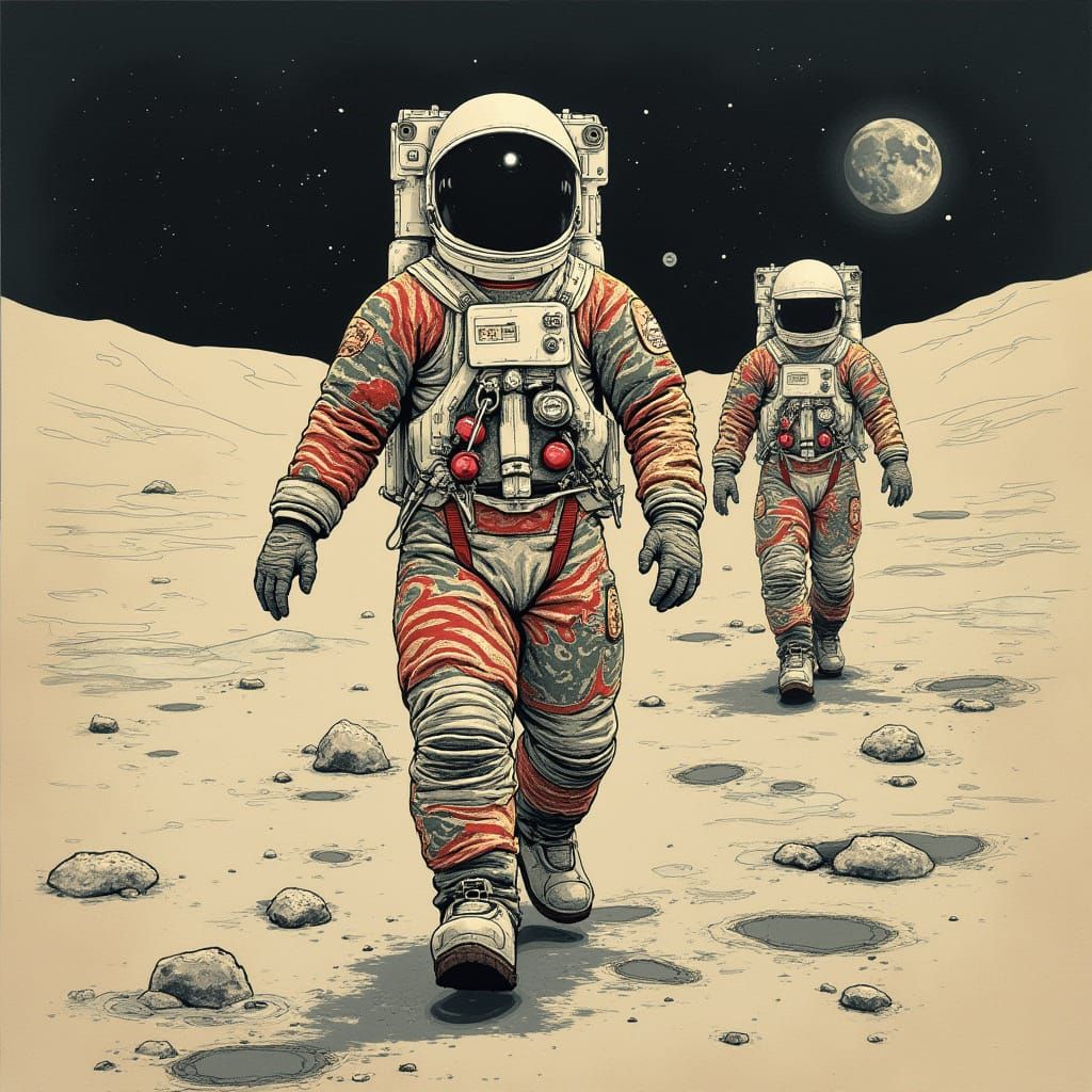 Weightless Astronauts in Traditional Japanese Tattoo Art on ...