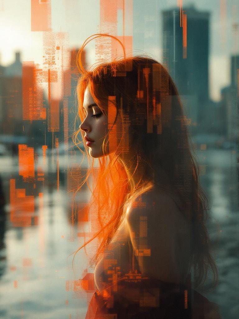 Redhead at Sunset: Evocative, Atmospheric Urban Impressionis...