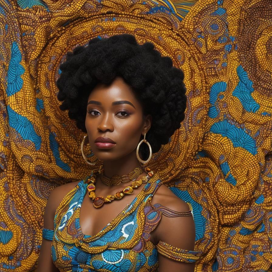 Igbo Woman in Traditional Attire: Oil Painting Portrait