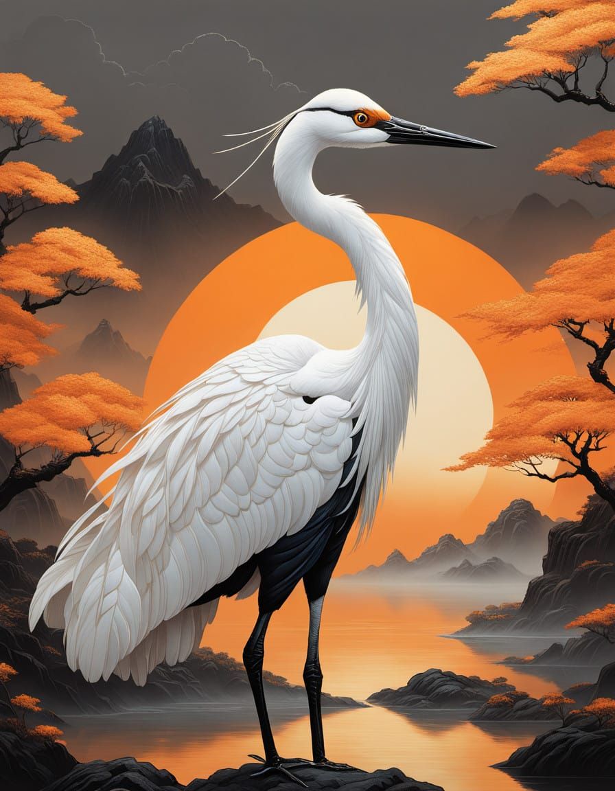 Elegant Japanese crane