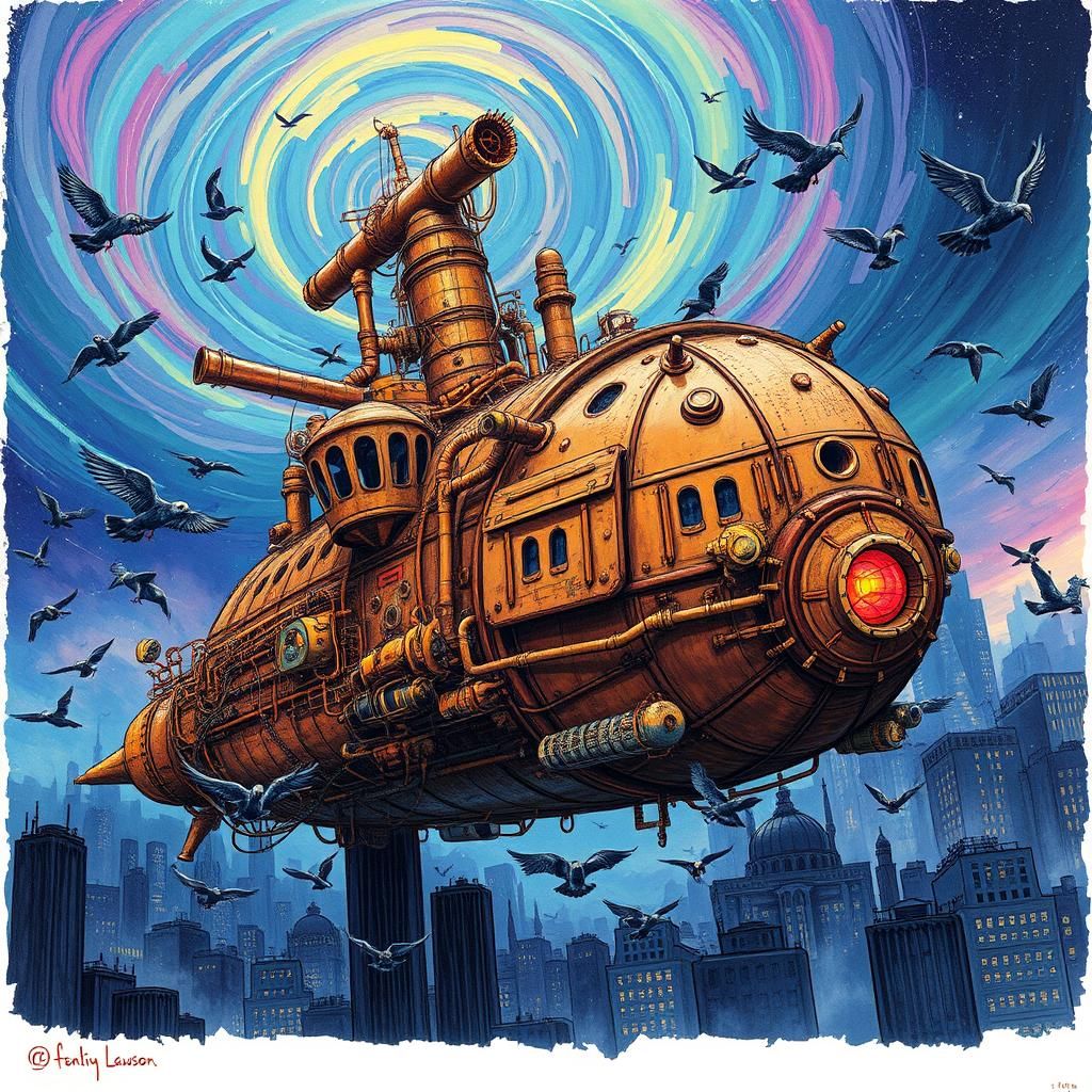Steampunk Mothership Harvester with Mechanical Pigeons