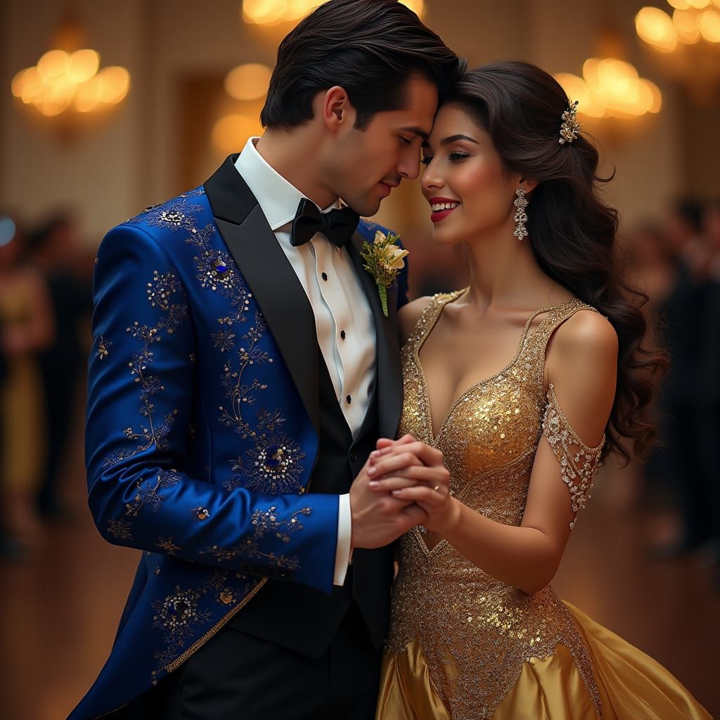 Elegant Dancers in Vibrant, Detailed Portrait