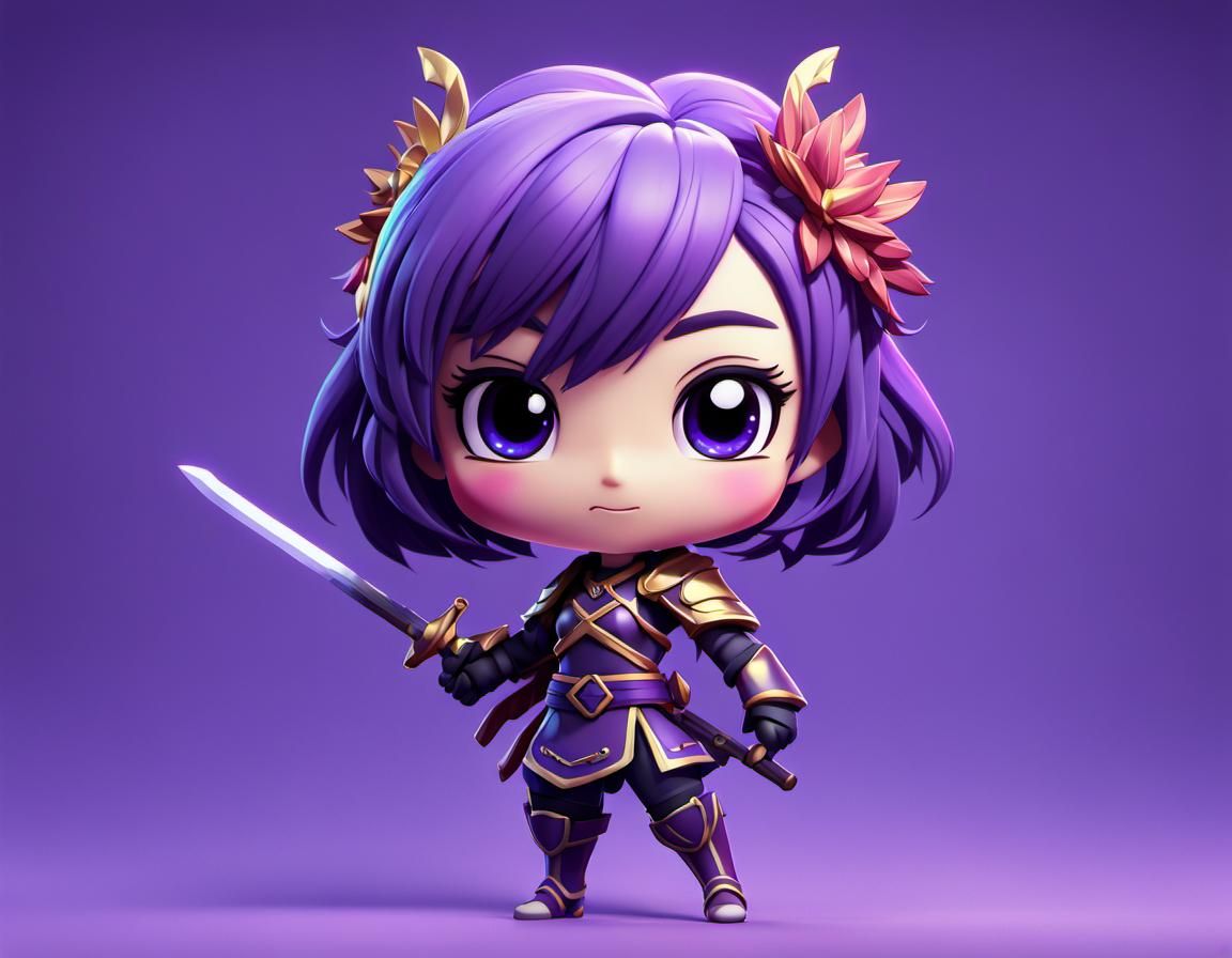 Chibi Girl with Sword: Anime Key Visual