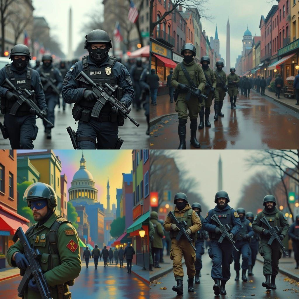 Dystopian Washington DC in a Post-apocalyptic World with Arm...