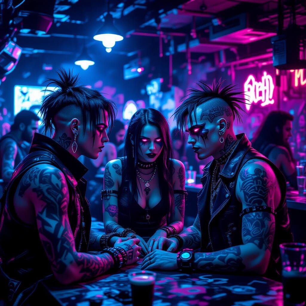 Cyber-Goth Rebels Gather in Underground Club