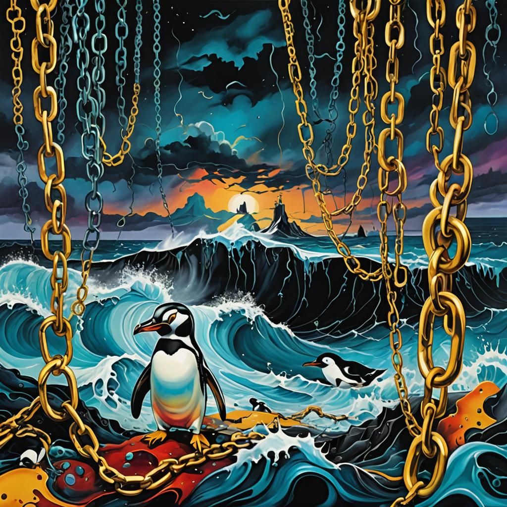 Surreal Melting Chains in a Dali-esque Ocean