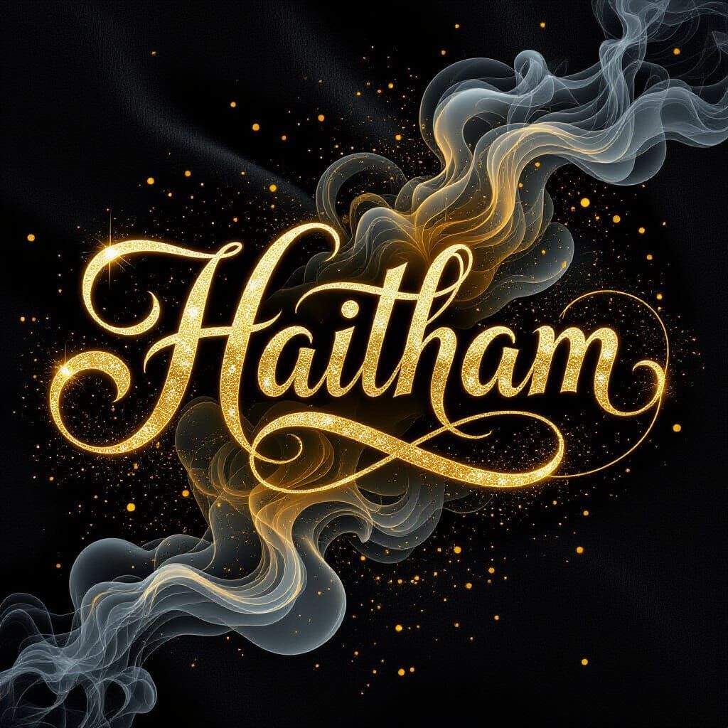 Molten Gold "HAITHAM" Cursive Logo in Art Nouveau Style