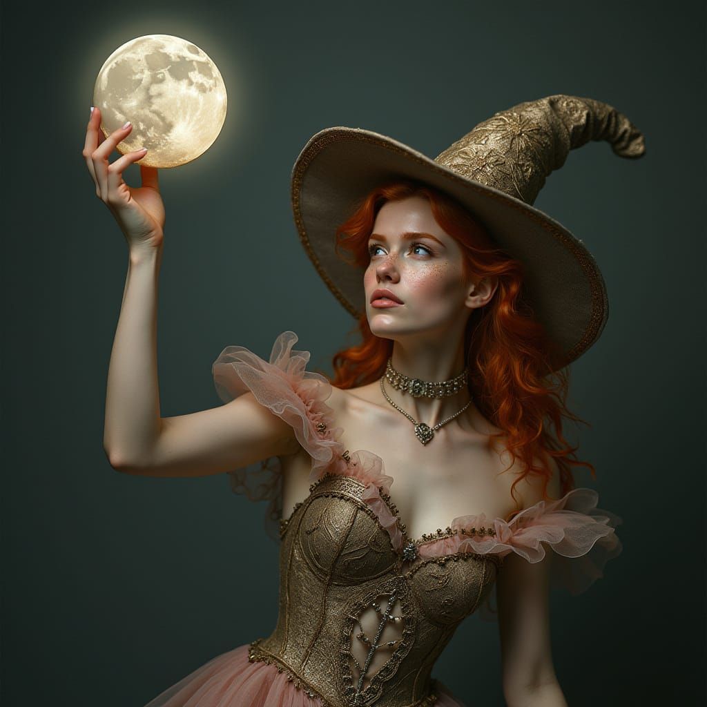 Ginger Witch in Midst of Lunar Pursuit, in Photo-Realistic V...